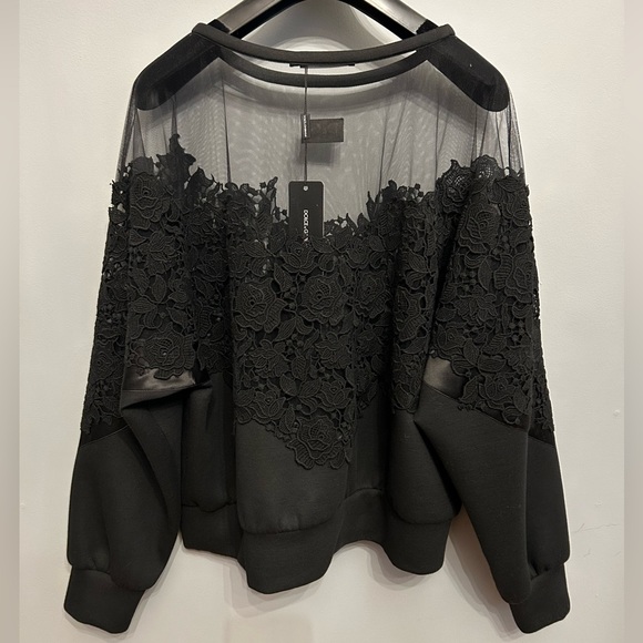DOLCE & GABBANA Lace And Mesh Sweatshirt, size IT44 (US8/10) - Picture 6 of 13